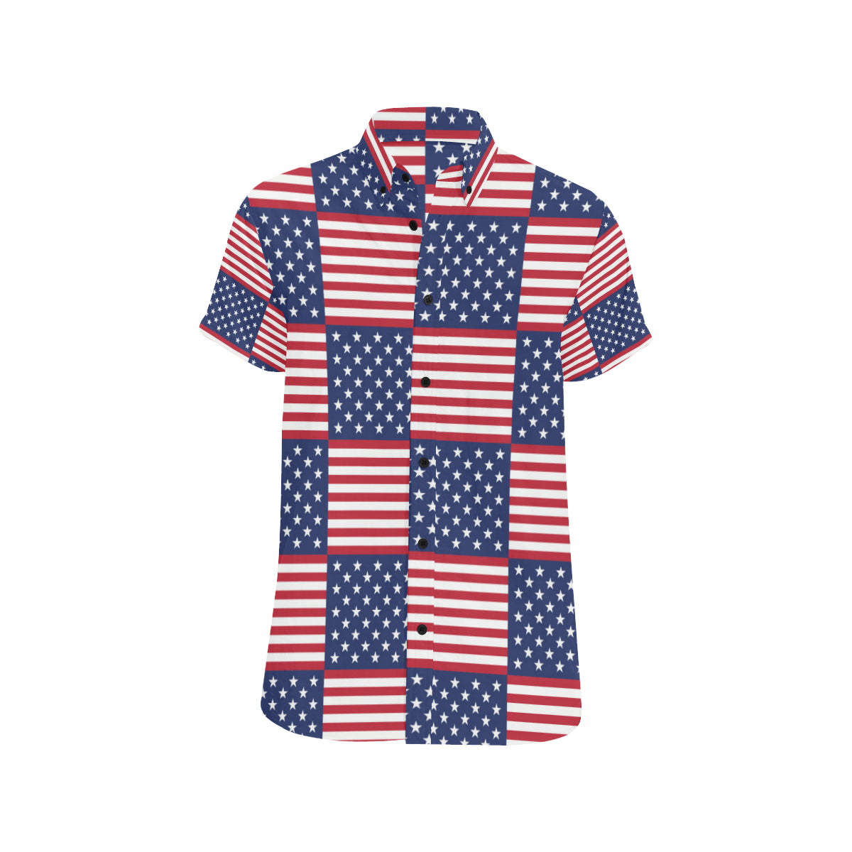 Patriotic US Flag Pattern Print Design A03 Men's Short Sleeve Button Up Shirt