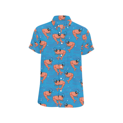 Prawn Cute Pattern Print Design 03 Men's Short Sleeve Button Up Shirt