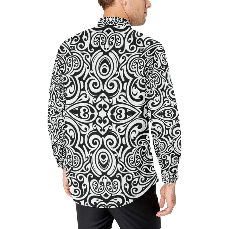 Polynesian Tattoo Pattern Men's Long Sleeve Shirt