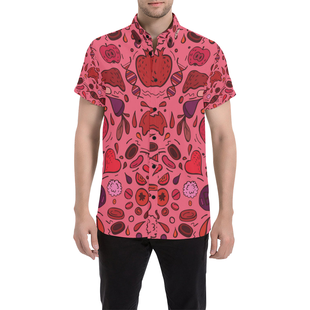 Phlebotomist Pattern Print Design A01 Men's Short Sleeve Button Up Shirt