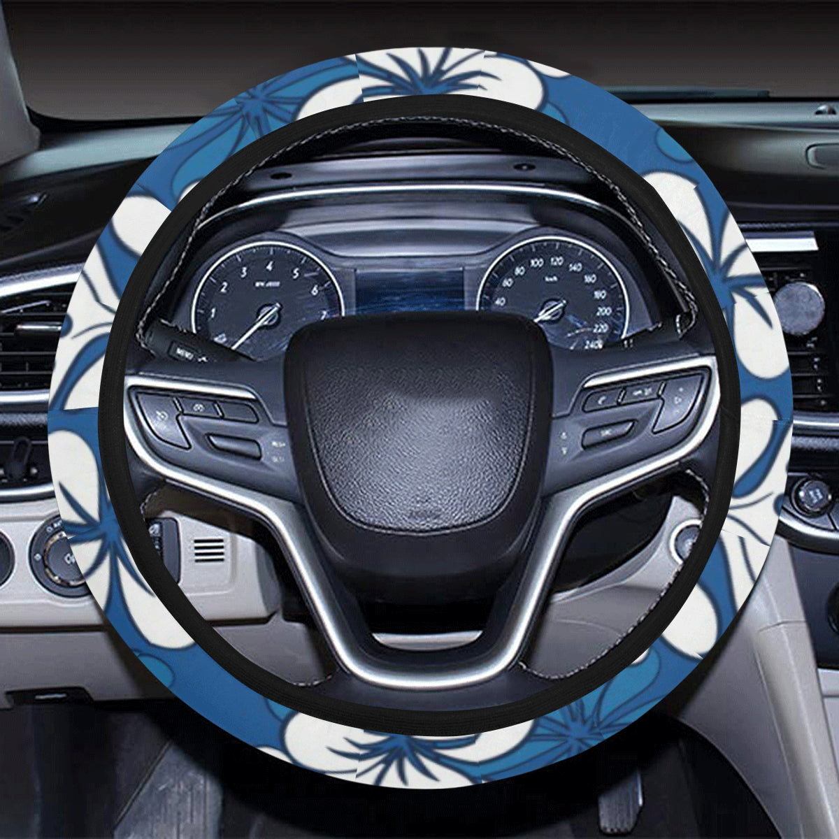 Plumeria Pattern Print Design PM015 Steering Wheel Cover with Elastic Edge
