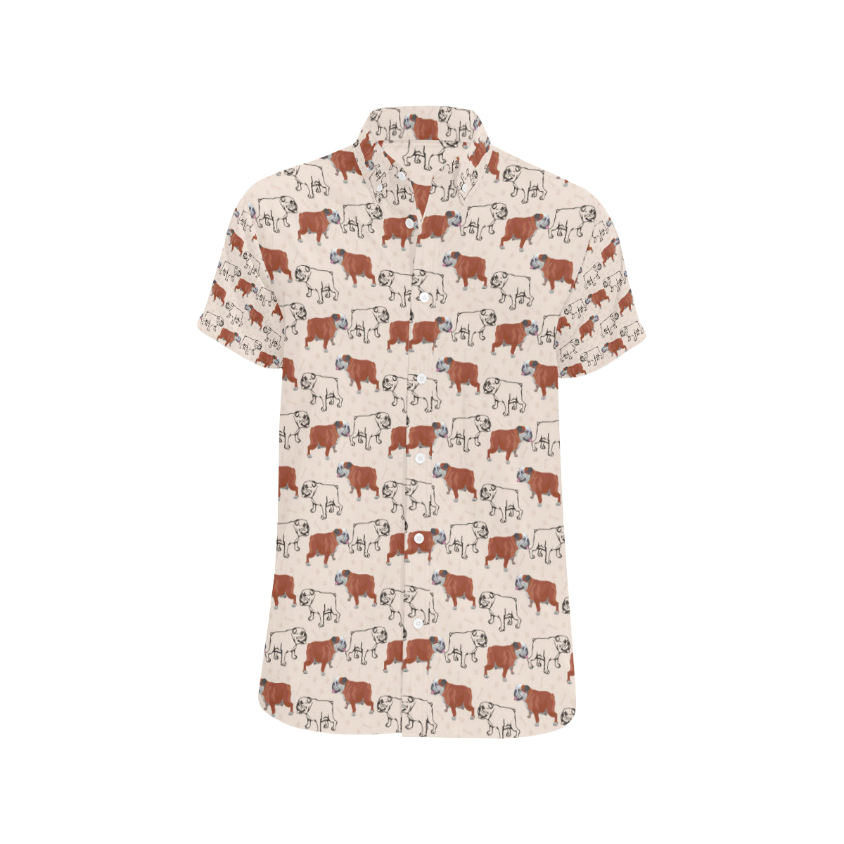 Bulldogs Pattern Print Design 04 Men's Short Sleeve Button Up Shirt