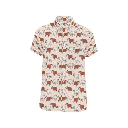 Bulldogs Pattern Print Design 04 Men's Short Sleeve Button Up Shirt