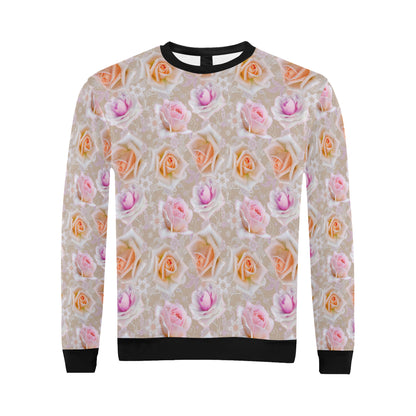 Rose Pattern Print Design RO011 Men Long Sleeve Sweatshirt