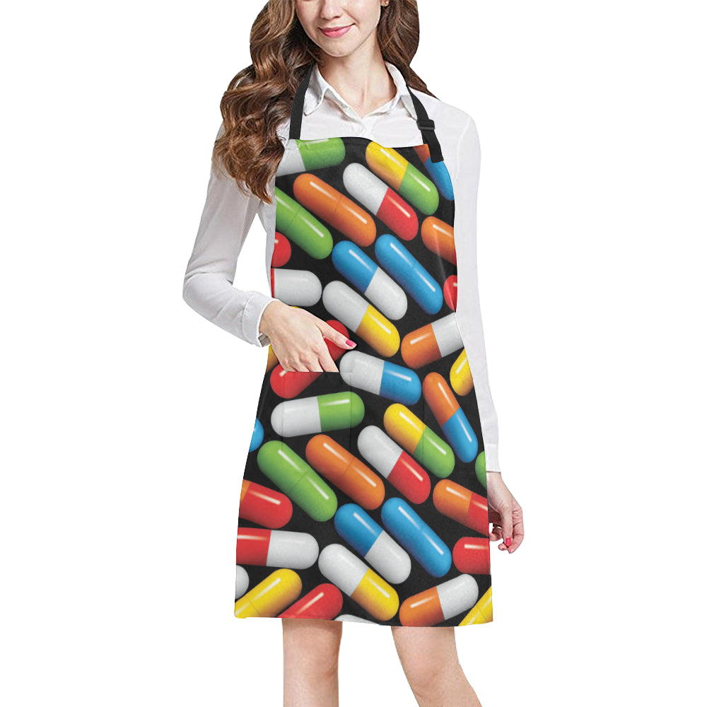 Pill Pattern Print Design A02 Apron with Pocket