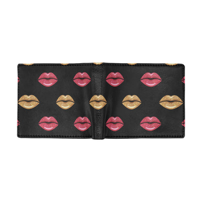 Lip Pattern Print Design 03 Men's ID Card Wallet
