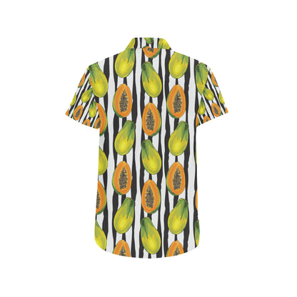 Papaya Pattern Print Design PP01 Men's Short Sleeve Button Up Shirt