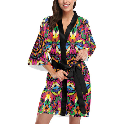 Kaleidoscope Pattern Print Design 02 Women's Short Kimono