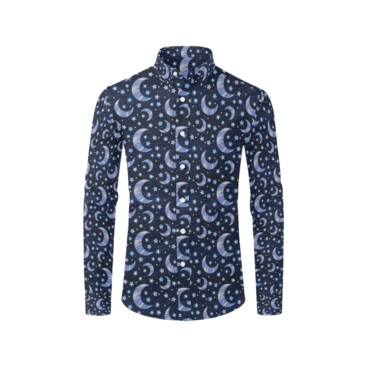 Celestial Moon Pattern Print Design 03 Men's Long Sleeve Shirt