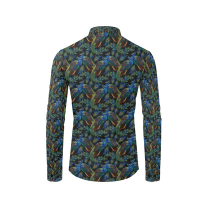 Peacock Themed Design Print Men's Long Sleeve Shirt
