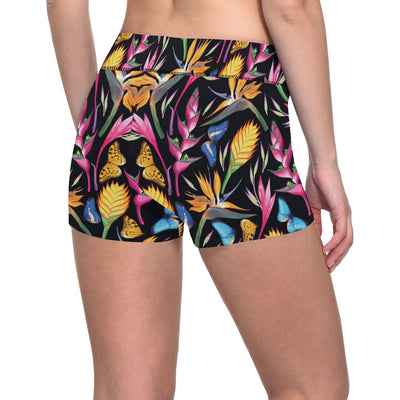 Tropical Flower Pattern Print Design TF016 Yoga Shorts