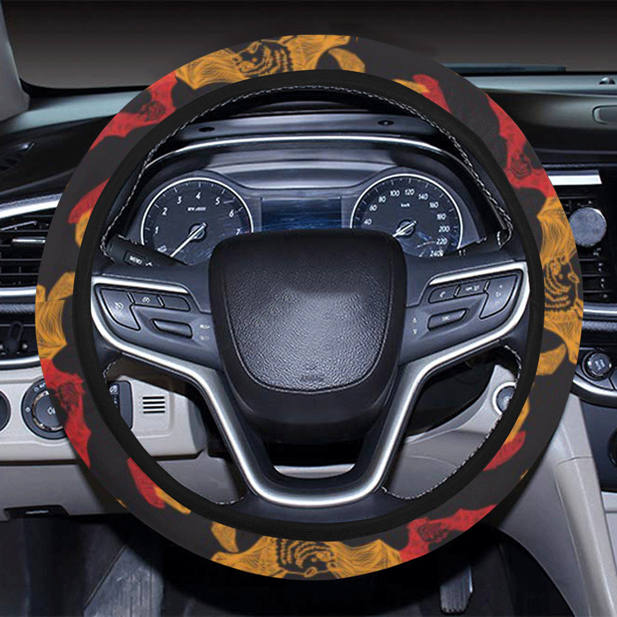 Bat Pattern Print Design 01 Steering Wheel Cover with Elastic Edge