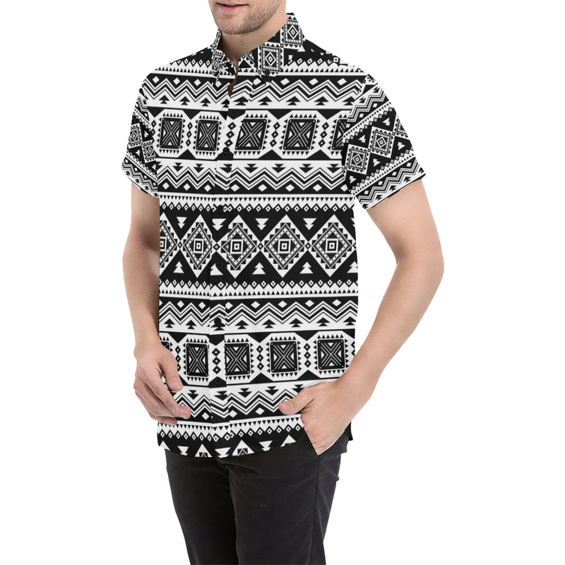 Aztec Pattern Print Design 08 Men's Short Sleeve Button Up Shirt