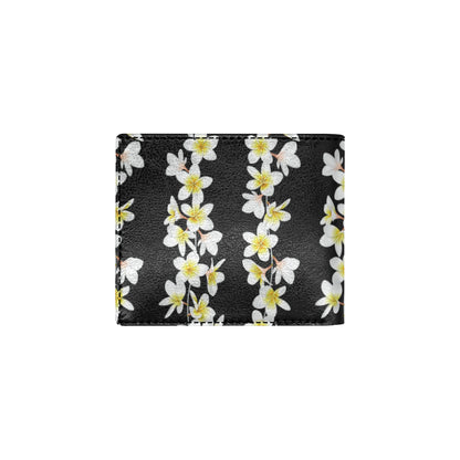 White Plumeria Pattern Print Design PM08 Men's ID Card Wallet