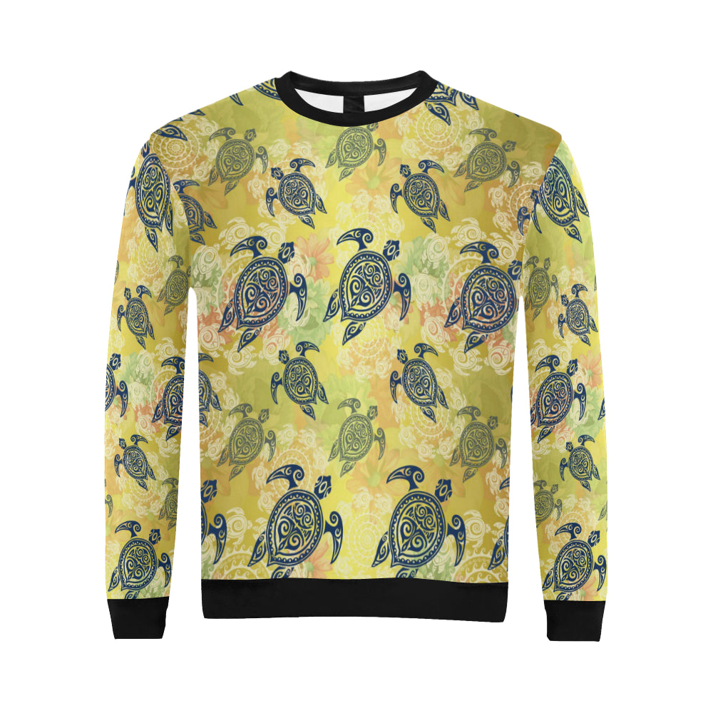 Hawaiian Turtle Tribal Design Print Men Long Sleeve Sweatshirt