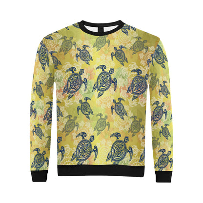 Hawaiian Turtle Tribal Design Print Men Long Sleeve Sweatshirt
