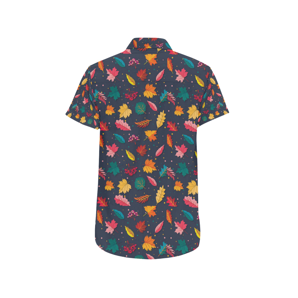 Elm Leave Colorful Print Pattern Men's Short Sleeve Button Up Shirt