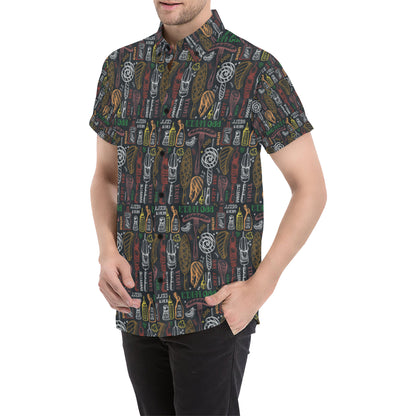 Barbecue Pattern Print Design 03 Men's Short Sleeve Button Up Shirt