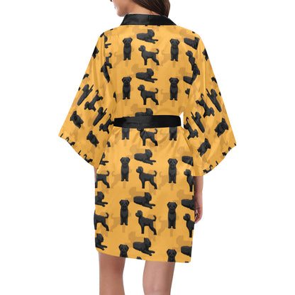 Bouviers des Flandres Pattern Print Design 01 Women's Short Kimono