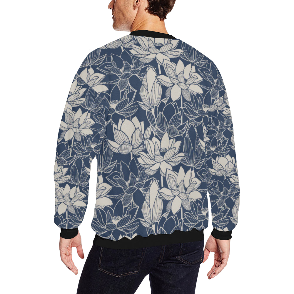 Water Lily Pattern Print Design WL04 Men Long Sleeve Sweatshirt