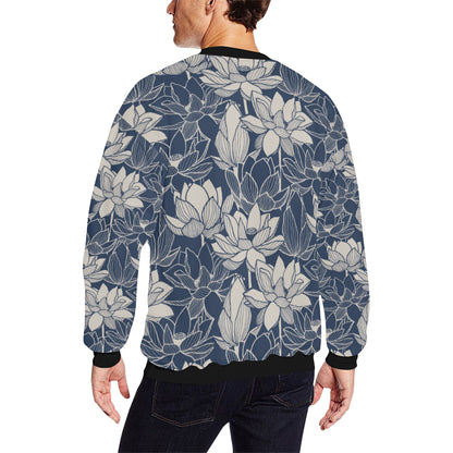 Water Lily Pattern Print Design WL04 Men Long Sleeve Sweatshirt