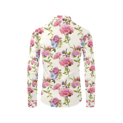 Carnations Pattern Print Design CN02 Men's Long Sleeve Shirt