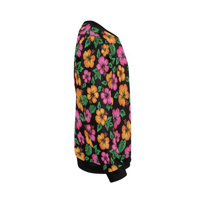 Hibiscus Pattern Print Design HB029 Men Long Sleeve Sweatshirt