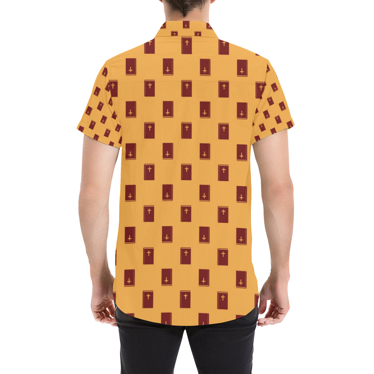 Bible Pattern Print Design 05 Men's Short Sleeve Button Up Shirt