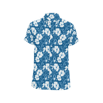 Hibiscus Pattern Print Design HB03 Men's Short Sleeve Button Up Shirt