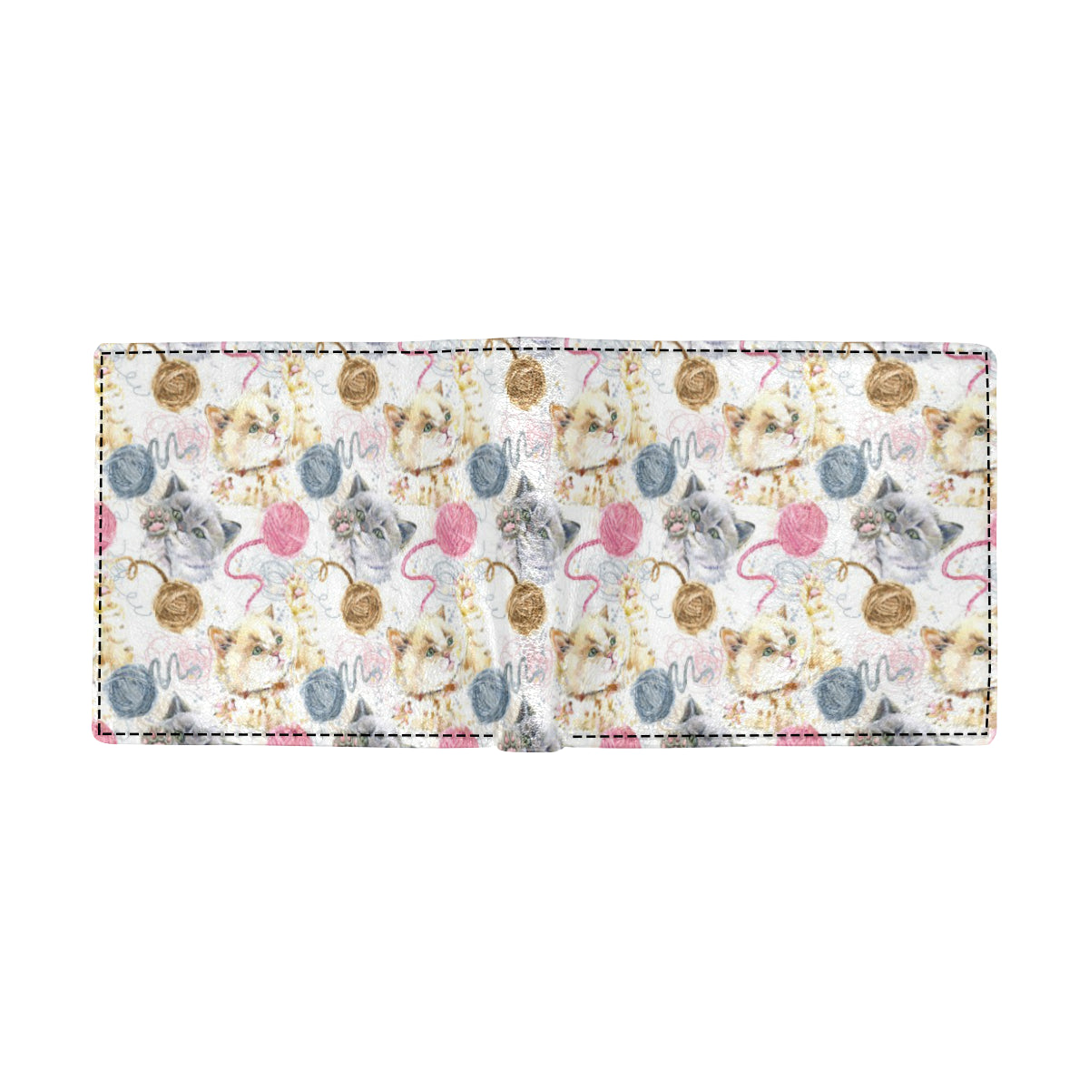 Cat Playing Yarn Pattern Print Design 07 Men's ID Card Wallet