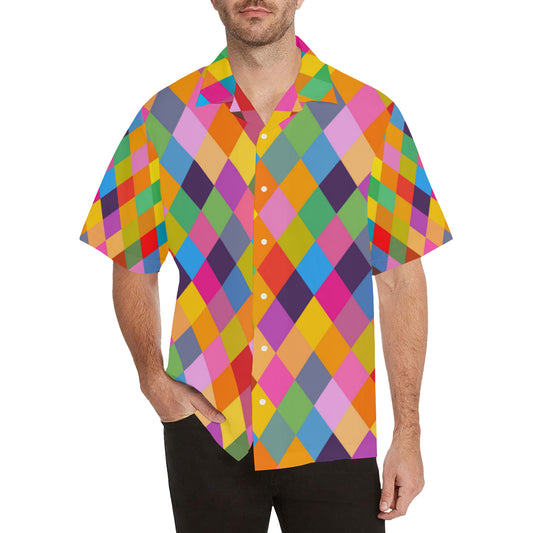 Harlequin Pattern Print Design 02 Men's Hawaiian Shirt