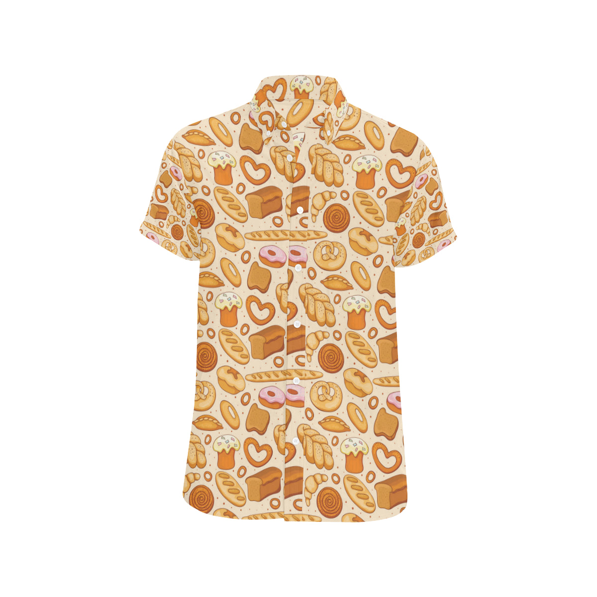 Bread Pattern Print Design 01 Men's Short Sleeve Button Up Shirt