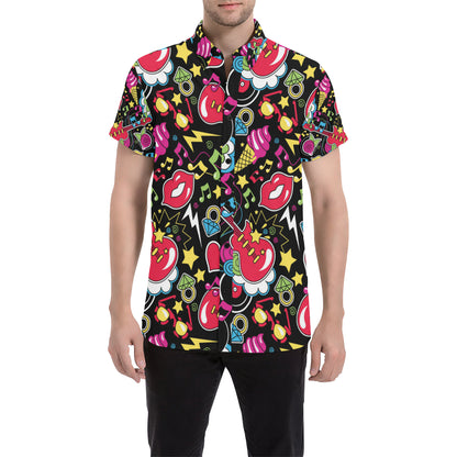 Pop Art Pattern Print Design A04 Men's Short Sleeve Button Up Shirt