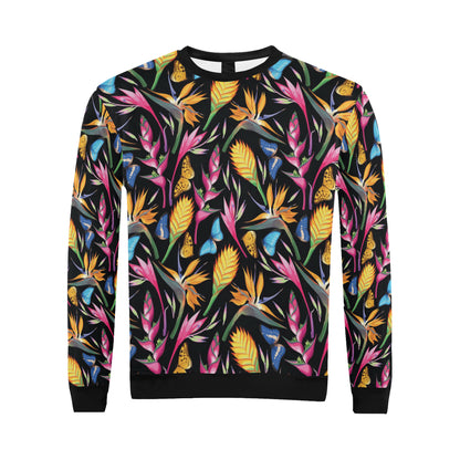 Tropical Flower Pattern Print Design TF016 Men Long Sleeve Sweatshirt
