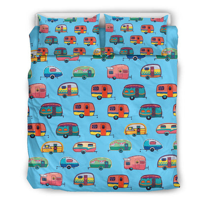 Caravan Camper Cyan Pattern Bedding Set