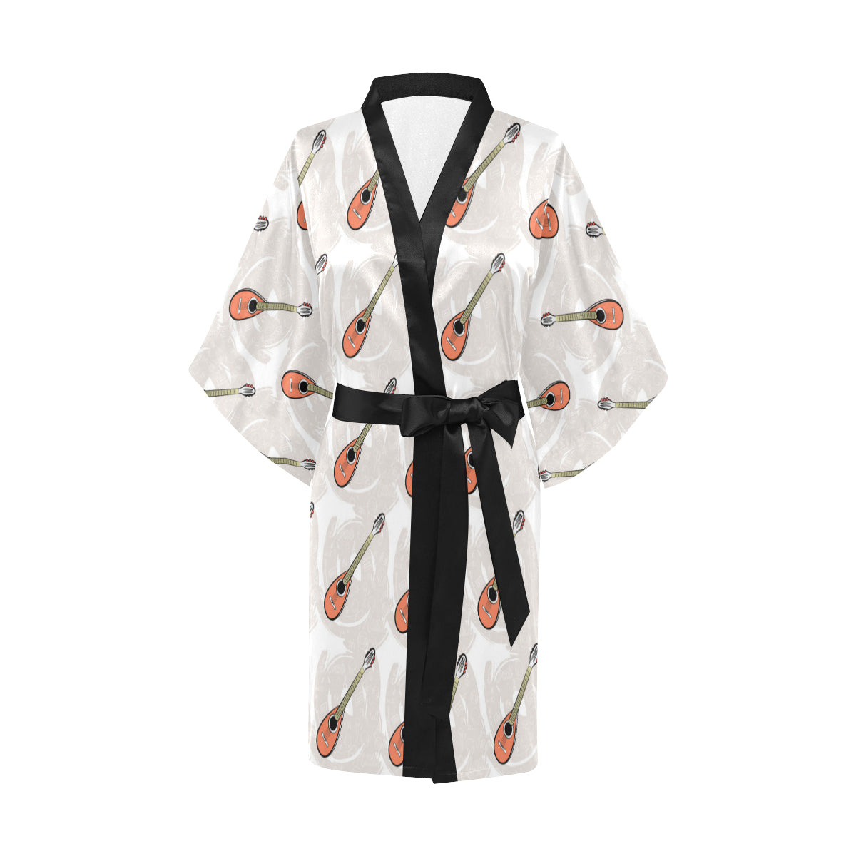 Mandolin Pattern Print Design 03 Women's Short Kimono