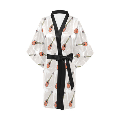 Mandolin Pattern Print Design 03 Women's Short Kimono
