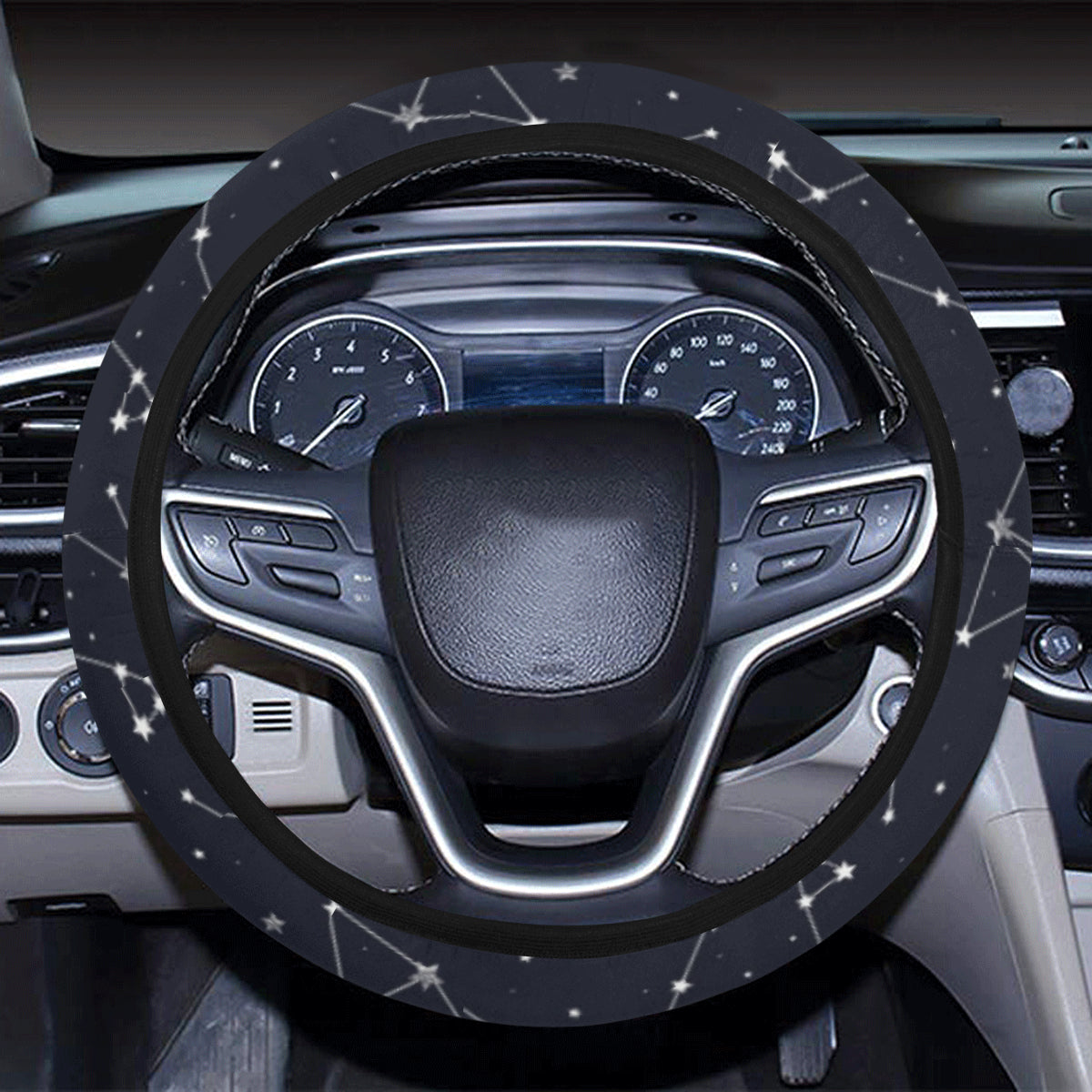 Constellation Pattern Print Design 03 Steering Wheel Cover with Elastic Edge