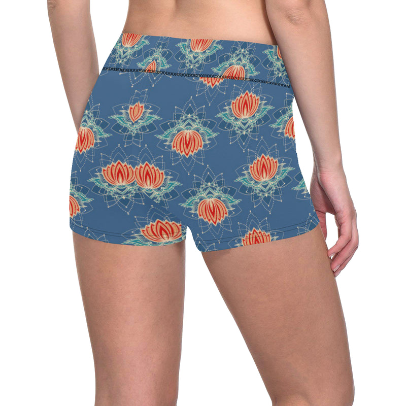 lotus Boho Pattern Print Design LO07 Yoga Shorts