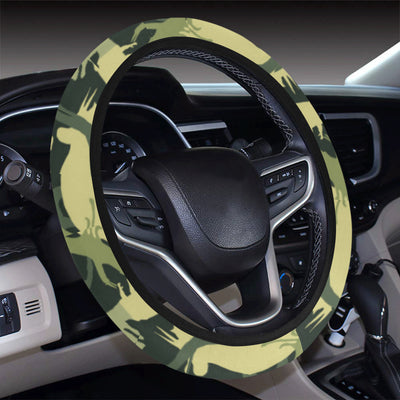 Camouflage Dinosaur Pattern Print Design 03 Steering Wheel Cover with Elastic Edge
