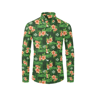 Hibiscus Pattern Print Design HB05 Men's Long Sleeve Shirt