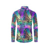 Neon Flower Tropical Palm Leaves Men's Long Sleeve Shirt