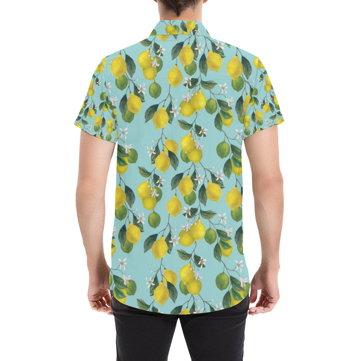 Lemon Pattern Print Design LM05 Men's Short Sleeve Button Up Shirt