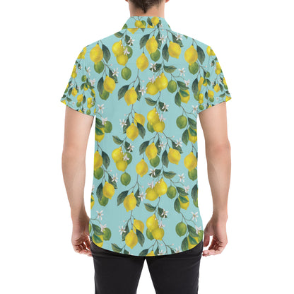 Lemon Pattern Print Design LM05 Men's Short Sleeve Button Up Shirt