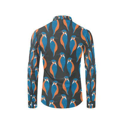Kingfisher Pattern Print Design 03 Men's Long Sleeve Shirt