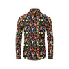 Skull Roses Flower Design Themed Print Men's Long Sleeve Shirt