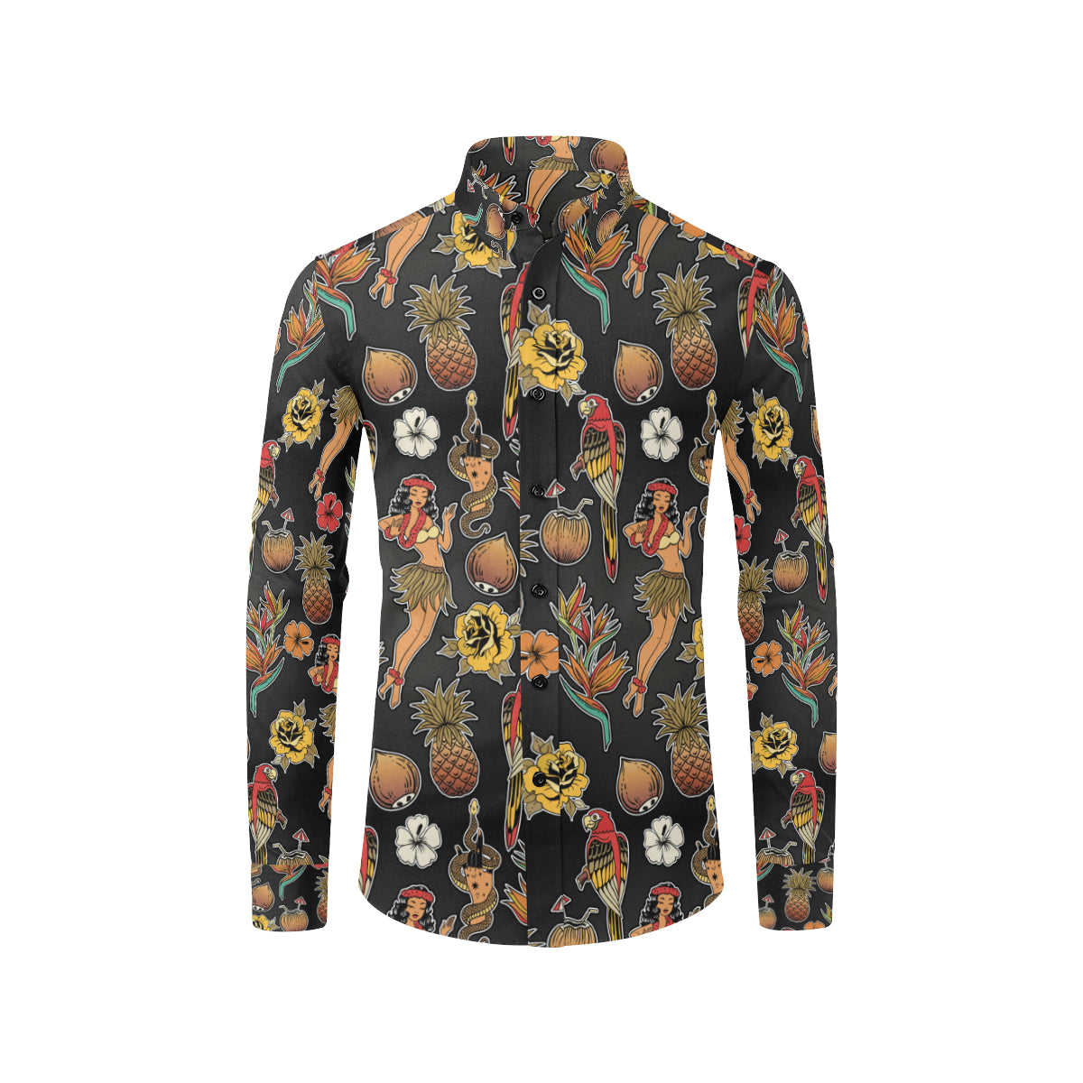Hula Dancers Hawaiian Style Pattern Print Design 0 Men's Long Sleeve Shirt