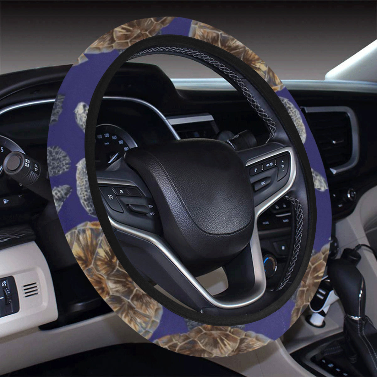 Sea Turtle Pattern Print Design T05 Steering Wheel Cover with Elastic Edge