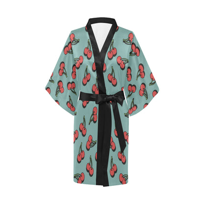 Cherry Pattern Print Design CH03 Women Kimono Robe