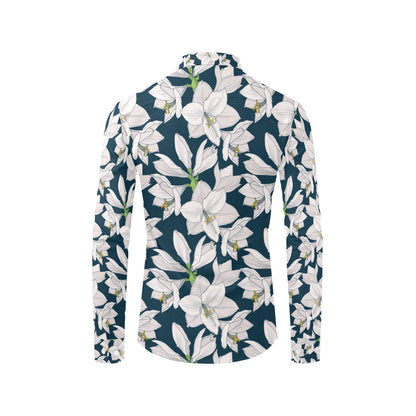 Amaryllis Pattern Print Design 01 Men's Long Sleeve Shirt